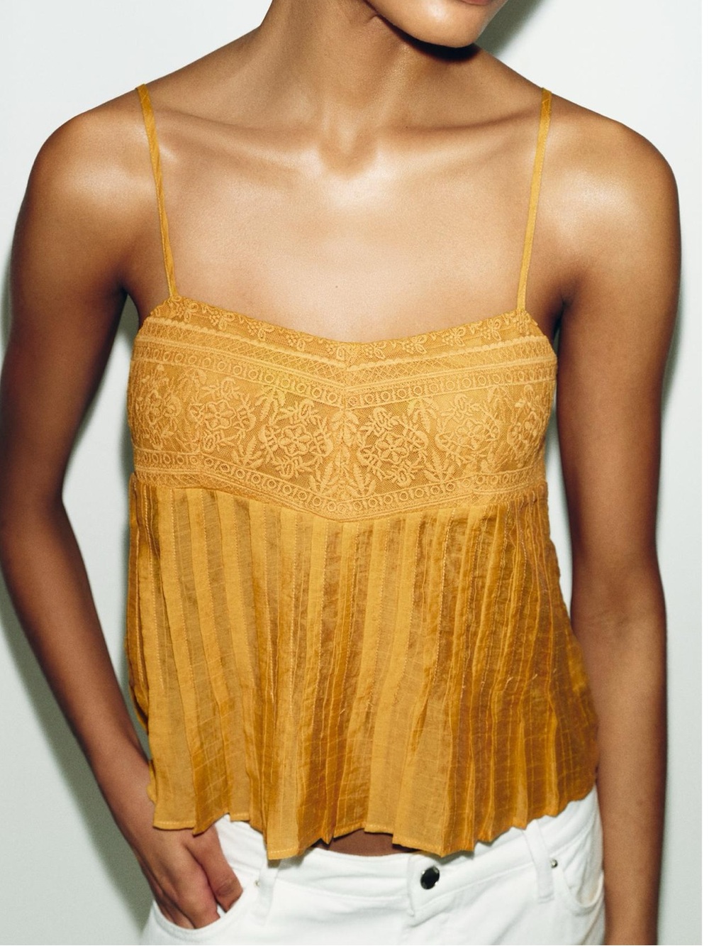 Zara embroidered strap top